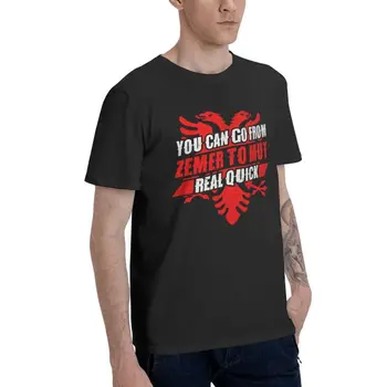 Albanski Orel, T-shirt za Moške Ulične T Majica Kratek Rokav, Bombaž, ki sem Ljubezen, Albanija Tshirt Mestnih Tees Vrhovi