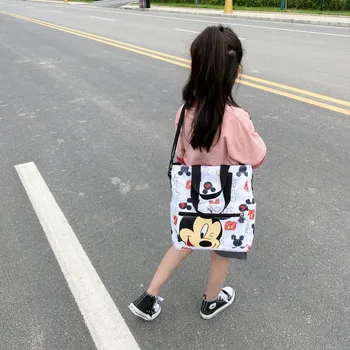 Disney Torbe za Ženske Mickey Mouse Platno Nepremočljiva Vrečke Ramo Moda Risanke Harajuku Crossbody Vrečke Kawaii Štruce Vrečko
