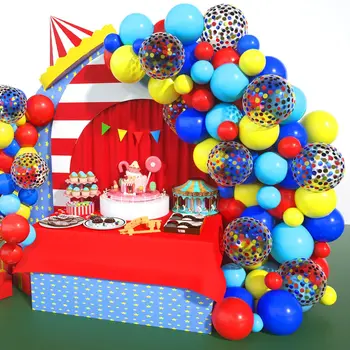 1Set Cirkus Baloni Garland Rdeča Rumena Modra Konfeti Balon Arch za Pusta Baby Tuš Poroko, Rojstni dan Stranka Dekor