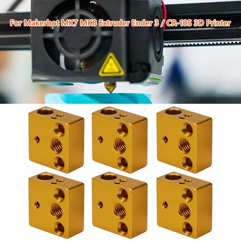 6pcs 3D Tiskalnik Hotend Glavo Iztiskanje Aluminijevih Zlitin Grelec Blok za Makerbot MK7 MK8 Iztiskanje Creality Edaja 3