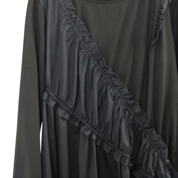 Vrvico Gube Obleke Mozaik Jeseni Nov Izdelek Modni Slog Mid-dolžina Črna ženska Oblačila Obleke
