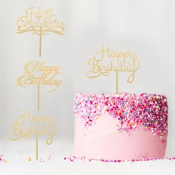 Akril Happy Birthday Cupcake Pokrivalo Torto Pokrivalo Rojstni Dan Torta Decor Vrh Zastavo