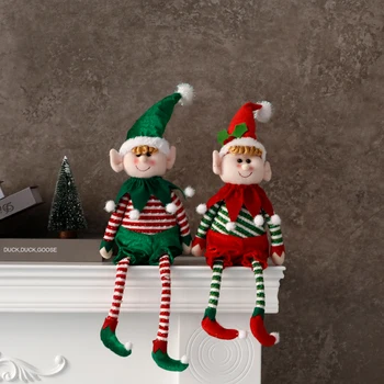 33/55 cm, Rdeča in Zelena Božič Elf Lutka Plišastih Noge Lutka Božič Drevo Okraski Fant Dekle Darilo Igrače Novo Leto Doma Stranka Dekor Navidad