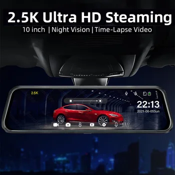 Pongki B300 2.5 K Dvojno Objektiv Dash Cam Pretakanje Rearview Mirror Tajnik Night Vision Avto DVR Parkiranje Nadzor Video Snemalnik