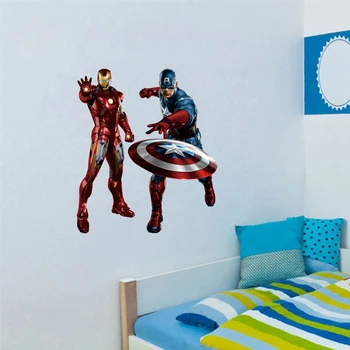 Risanka Maščevalec stenske nalepke, Iron Man, Captain America za otroke sobe decals fantje, ljubezen, otroci soba dekor otroke darila
