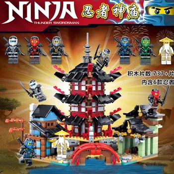 Diy 737pcs Tempelj Airjitzu Ninjagoes Manjša Različica gradniki Komplet Združljiv Z Igrača za Otroke Opeke