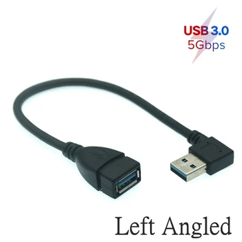 20 cm 5Gbps USB 3.0 Desno / Levo /Gor/Dol Kota 90 Stopinj Podaljšek Moški-Ženski Adapter Kabel USB Kabli