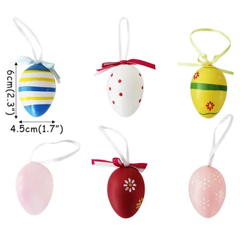 Naključno Barvo 6pcs Velikonočna Jajca Obesek Ornament Ponaredek Plastičnih Čokoladno Jajce Visi Velikonočni Dekor za Dom Darilo za Otroški Rojstni dan