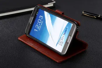 Azns Luksuzni Denarnice ohišje za Samsung Galaxy Note 2 N7100 note2 primeru Flip usnja kritje stojalo Držalo za Kartico denarja, reže capa fundas