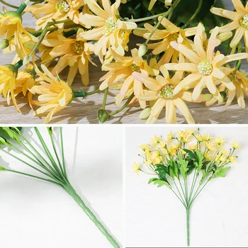 Umetno Cvetje Daisy Rastline UV Odporne Ponaredek Svile Večino Šopke Multicolor Umetno Zelenje za Doma Notranjo ecoration