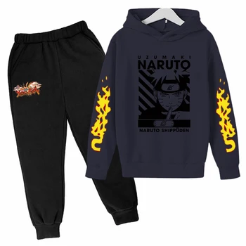 Narutos Majica Otroci Fantje Kompleti Oblačil Risanka Kakashi Otroška Oblačila Dekleta Kapuco in Hlače Otrok Bombaž bo Ustrezala наруто