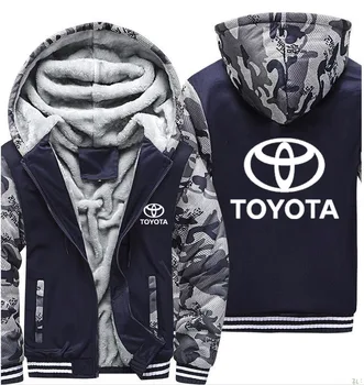 Hoodies Moških Toyota Avto Logotip Tiskanja Jakna Moški pulover s kapuco Pozimi Zgostitev Toplo Runo bombaž Zadrgo Prikrivanje Raglan Mens Plašč Jakna