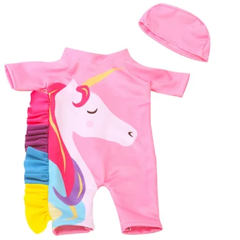 Lutke obleko Samorog kopalke + roza plavati skp Jumpsuit Obleka primerna oprema 43 cm otroka in Ameriški 18 inch Dekle f745