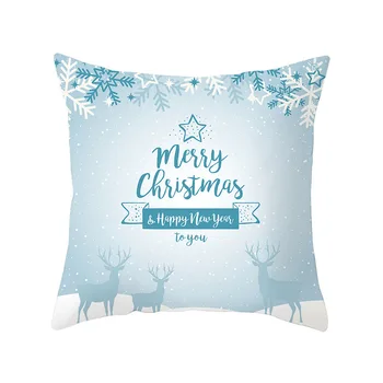 Zimo Božič Elk Sneg Natisnjeni Beli Vzglavnik Božič Slog Jelena Blazine Pokrov Domači Kavč Modra Dekorativni Vrgel Pillowcases