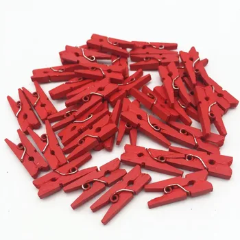 100 kozarcev/veliko Rdeče 2,5 cm Lesen Božič Clothespins Mini Obleke Zatiči Kljukice Obrti Poroka Okraski Za Scrapbooking Vtiskovanje