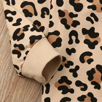 Nova Jesenska Moda Malčka Otroci Malčke Baby Girl Boy Leopard Tiskanja Vrhovi Sweatshirts Priložnostne Dolg Rokav Obleke, 1-7Years