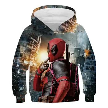 4-14Y Jeseni Mode Otrok Outwear Marvel Deadpool Grafike Prevelik pulover s kapuco Priložnostne Otroci Oblačila Fantje Novost Plašč Puloverji
