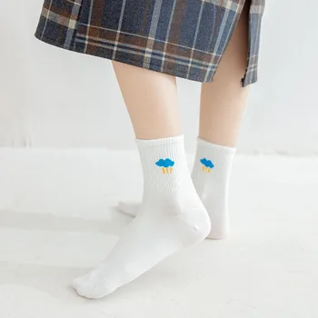 Ženske Srednjega cev nogavice, bele vreme, lepe, Japonski trend, kolegij slog, jesen in zimo, dolgo cev bombažne nogavice