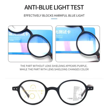 Moda Anti Blue Ray Obravnavi Očala Krog Okvir Black Progresivna Multifokalna Presbyopic Očala Plastična Očala Daleč in Blizu