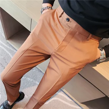 2021 Moških obleko hlače obleko hlače pomlad moda priložnostne slim poslovna obleka hlače svate moška oblačila devet-točka hlače