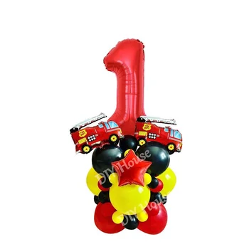 33pcs/veliko gasilsko Baloni Stolp s 1-9 Rdeča Slika Balon za Gasilska Temo Stranki Dekoracijo Otroci Rojstni dan DIY Darila