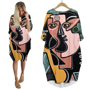 CLOOCL Priljubljena Polinezijski Tiare Cvet Natisnjeni Obleko Modne 3D Obleko Žepi Harajuku Ženske Stranka Oblačila Dolg rokav Obleka