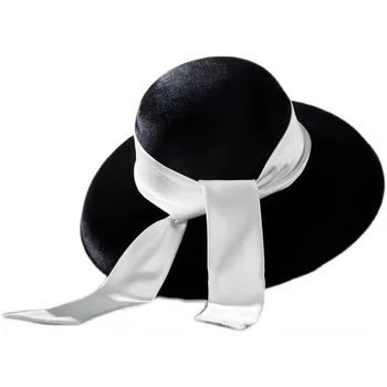 Visoka kakovost retro elegantno črno žametnim trakom Hepburn cilinder moda temperament poročne socialite stranka tiara