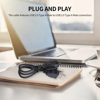 Črna 400mm(L) USB 2.0 Moški Moški Razširitev Priključek Tok Podatkovni Kabel usb Kabel, Konektorji Za PC, Pametni Telefon