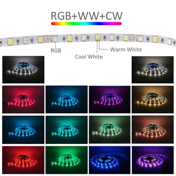 RGBCCT LED Trak 12V DC 24V SMD 5050 Nepremočljiva 5M 300LEDs Prilagodljiv RGBW RGB SCT Fita LED Trak Luči za Dnevna Soba Dekoracijo