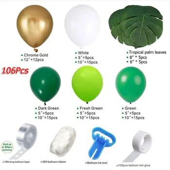 106pcs Džungle Tema Latex Balon Verige Atch Nastavite Temno Zelen Balon Gozd Serije Poroko, Rojstni dan Dobave Dogodek Dekor