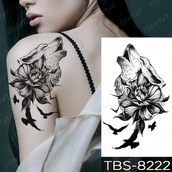 Nepremočljiva Začasni Tattoo Nalepke Lobanje Rose Cvet Volk, Lev Flash Tetovaže Phoenix Body Art Roko Ponaredek Tattoo Ženske Moški