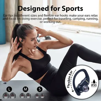 TWS Brezžične Slušalke Bluetooth Slušalke Hrupa Preklic Šport Uho Kavelj Slušalke 9D Stereo Brezžična Čepkov Z Mikrofonom