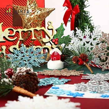 Paket 24 Snežinke Christmas Tree Okraski, Božični Okraski, Snežinke, Božični Okraski, za Obešanje, Modra