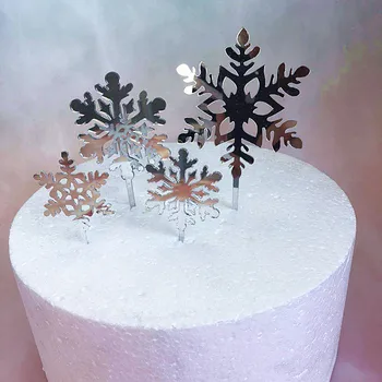 4pcs Vesel Božič stranka Torto Pokrivalo Bela snežinka Akril Happy Birthday Cake Pokrivalo Za Otroke Božič stranka sladica Dekoracijo