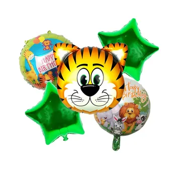 Chicinlife 5Pcs Jungle Živali Zebra, Tiger in Opica Lev Folija Balon Happy Birthday Party Baby Tuš Jungle Safari Stranka Dobave