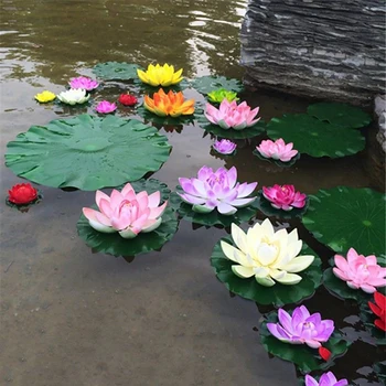 1/5PCS 10 cm Umetni Lotus Water Lily Plavajoče Cvet Ribnik Tank Rastlinski Okras Doma Vrt, Ribnik Dekoracijo