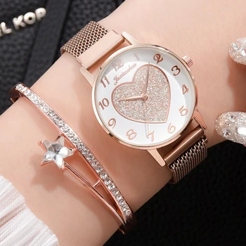 2 you/satz Luxus Marke Frauen Uhren Liebe Magnet Uhr Schnalle Način Lassig Weiblichen Armbanduhr Zapestnica