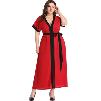Plus Velikost Obleko Poletje Ženske Trak Mozaik Rdeče Elegantno Obleko Maxi Dolge Obleke, Urad delovna oblačila vestidos elegantes par mujer