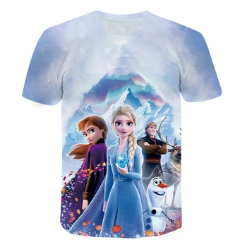 Nove Disney Zamrznjene Elsa Dekleta 3D Tiskanje Majice Otroci Moda Dekleta Športnih Fantje, Otroci Oblačila Kul Bombaž Tees Baby Toddler Tshirts