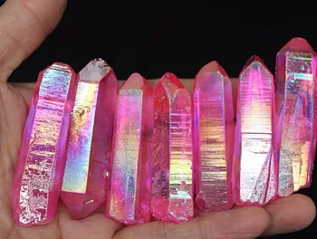 137g 7Pcs mavrica aura quartz crystal bizmut, silicija in titana Vzorec