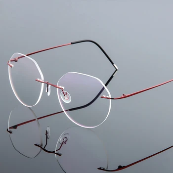 Seemfly Retro Krog Titanove Zlitine, Zložljivi Rimless Kovinski Očala Okvirji Za Moške In Ženske, Ultralahkih Objektiv Kratkovidna Očala Okvirji