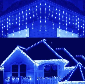 Božični Okraski Za Dom na Prostem LED Zavese Ledenica Niz Luči Ulica Garland Na Hiši Pozimi 220V 5m Droop za 0,4-0,6 m
