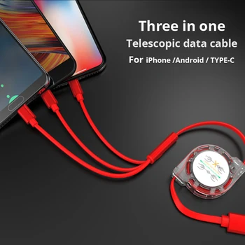 3 in1 podatkovni kabel je primeren za iphone, Samsung vivo nasprotnega Huawei Xiaomi Android telefon Tip-C multifunkcijski USB kabel za polnjenje