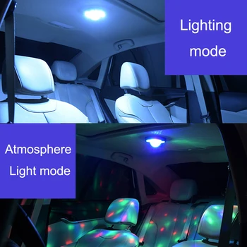 LED Avto Notranje zadeve Branje Svetlobe Glasovni Nadzor Ritem Vzdušje Svetlobe Streho Magnet Stropne Svetilke Disco Čarobno Fazi Učinek Luči