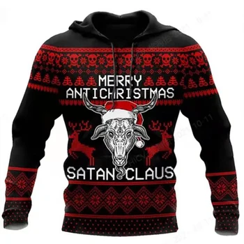 2021 Vesel Božič Satanic Claus 3D Tiskanih Modni pulover s kapuco za Moške Jopice Unisex Puloverju Priložnostne Ohlapno Trenirko Suknjič 4XL