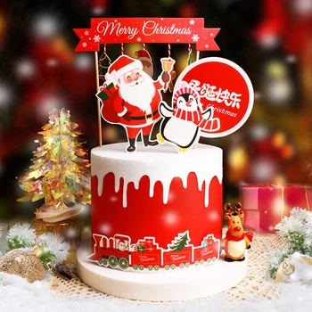 Vesel Božič Torta Toppers, Risanka Xmas Tree Torta Dekor Snežaka Srečno Novo Leto Cupcake Toppers Dekor Za Stranko Doma 2021 Noel