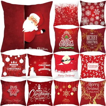 Božič Blazine Pokrov 45X45 Santa Claus Snežinka Vzorec Dekorativne Prevleke Kavč, Blazine Novo Leto Pillowcovers Doma Dekor