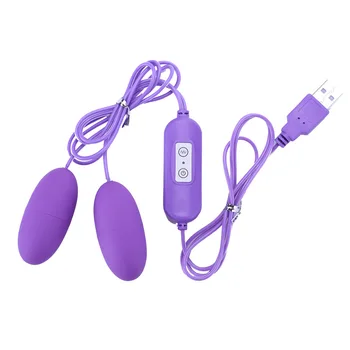 USB Vibracijsko Jajce z Dvojno Vibratorji Nastavek Sex Igrače za Ženske Masturbacija Multi Vibracije Klitoris in G-spot Spodbujanje