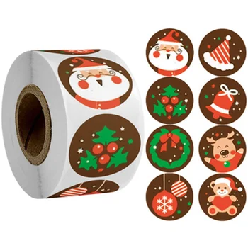500Pcs Krog Papir, Etikete, Samolepilne Božič Nalepke Candy Bag Cvet Torto, Darilo Škatle in Embalažo, Nalepke, Poroka Dekoracija
