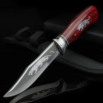 Leseni ročaj fiksno rezilo noža visoko trdoto področju lovski nož večnamensko EOS orodje prostem lifesaving nož